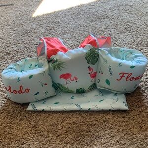 Flamingo Kids Swim Vest - Green and Red